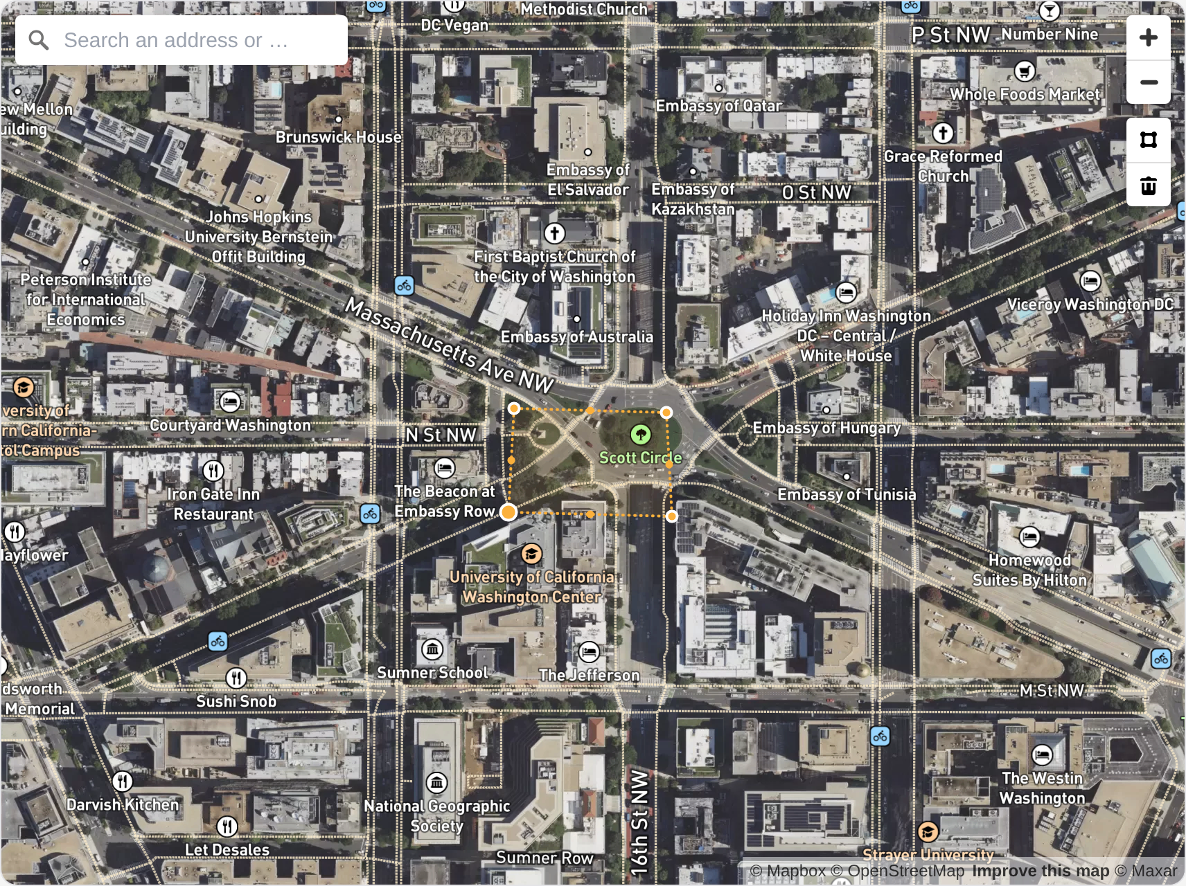 Satellite view of a multi-field athletic complex ready for tracing and measurement